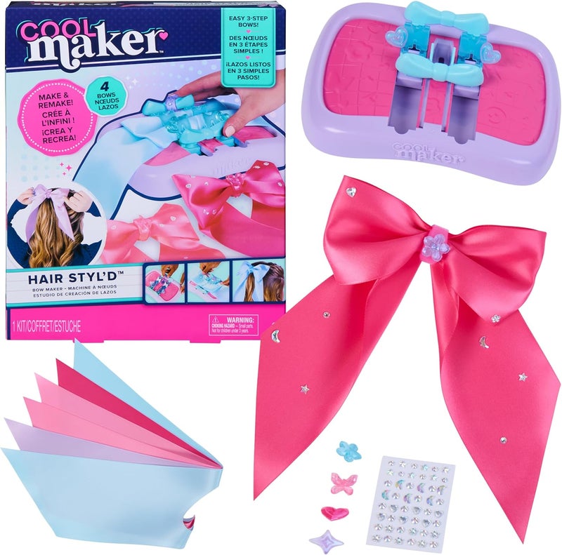 Cool maker , Hair STYL’d Bow Maker, Make & Remake 4 Bows, Hair Accessories Arts and Crafts Kit, Kids Toys for Girls Ages 6 and up - Image 1